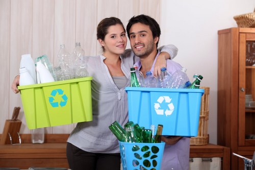 Recycling bins and proper waste segregation in office