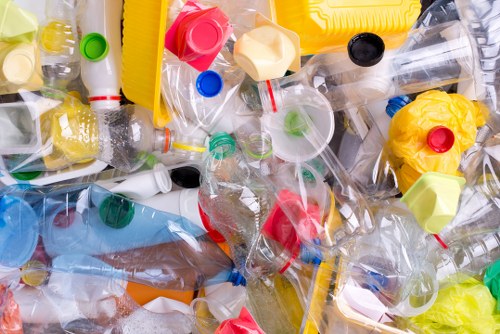 Homeowner happily reviewing organized garage after clearance