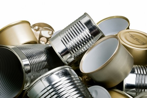 Boxes and furniture separated for donation and recycling during Pimlico clearance